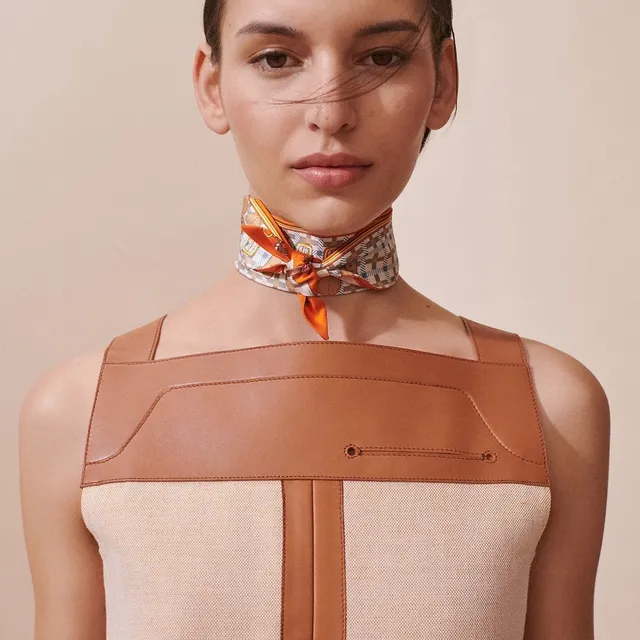 Hermès Twilly नई स्टाइल गाड़ी नारंगी रेशम स्कार्फ 9