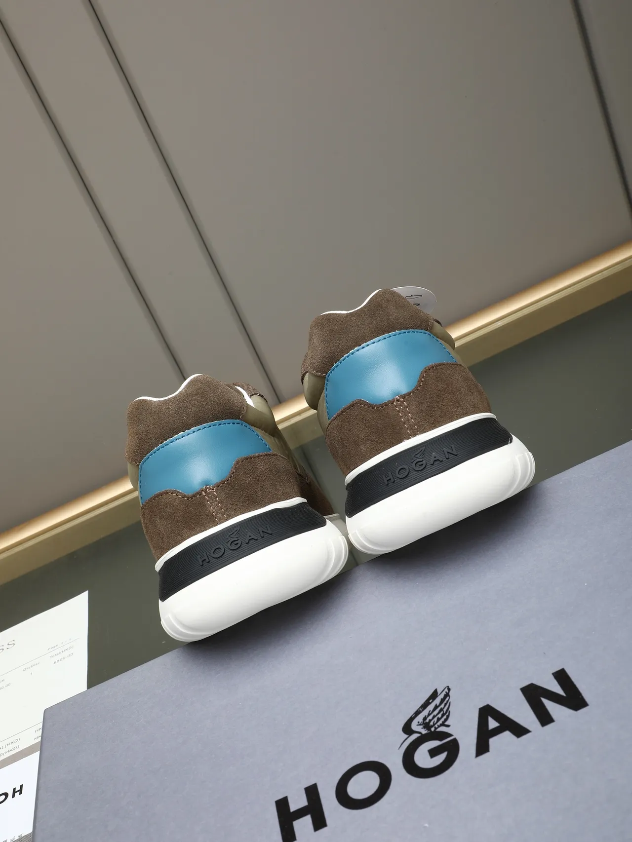 Hogan Marrón Azul Low-Top Zapatillas Lifestyle de Ante y Nylon 3