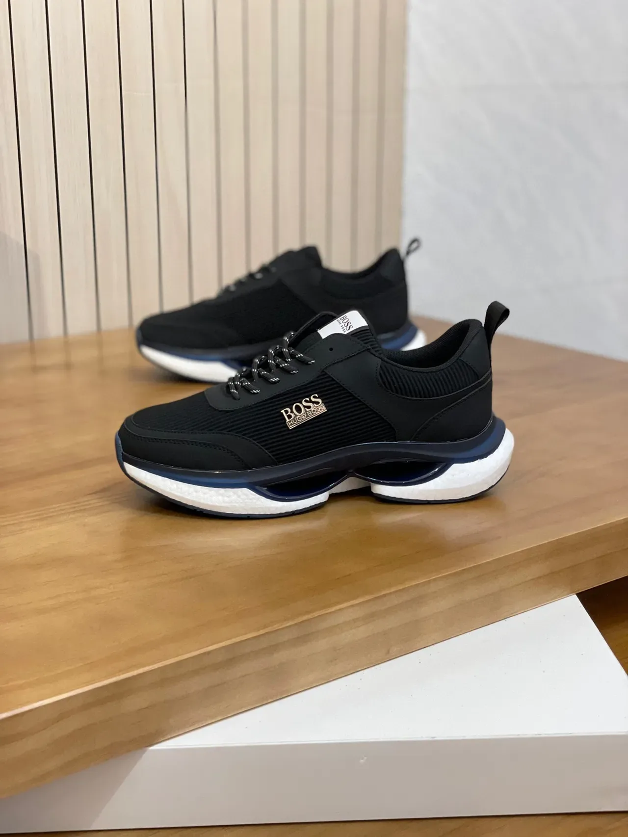 Hugo Boss 黑色罗纹针织生活方式运动鞋 3