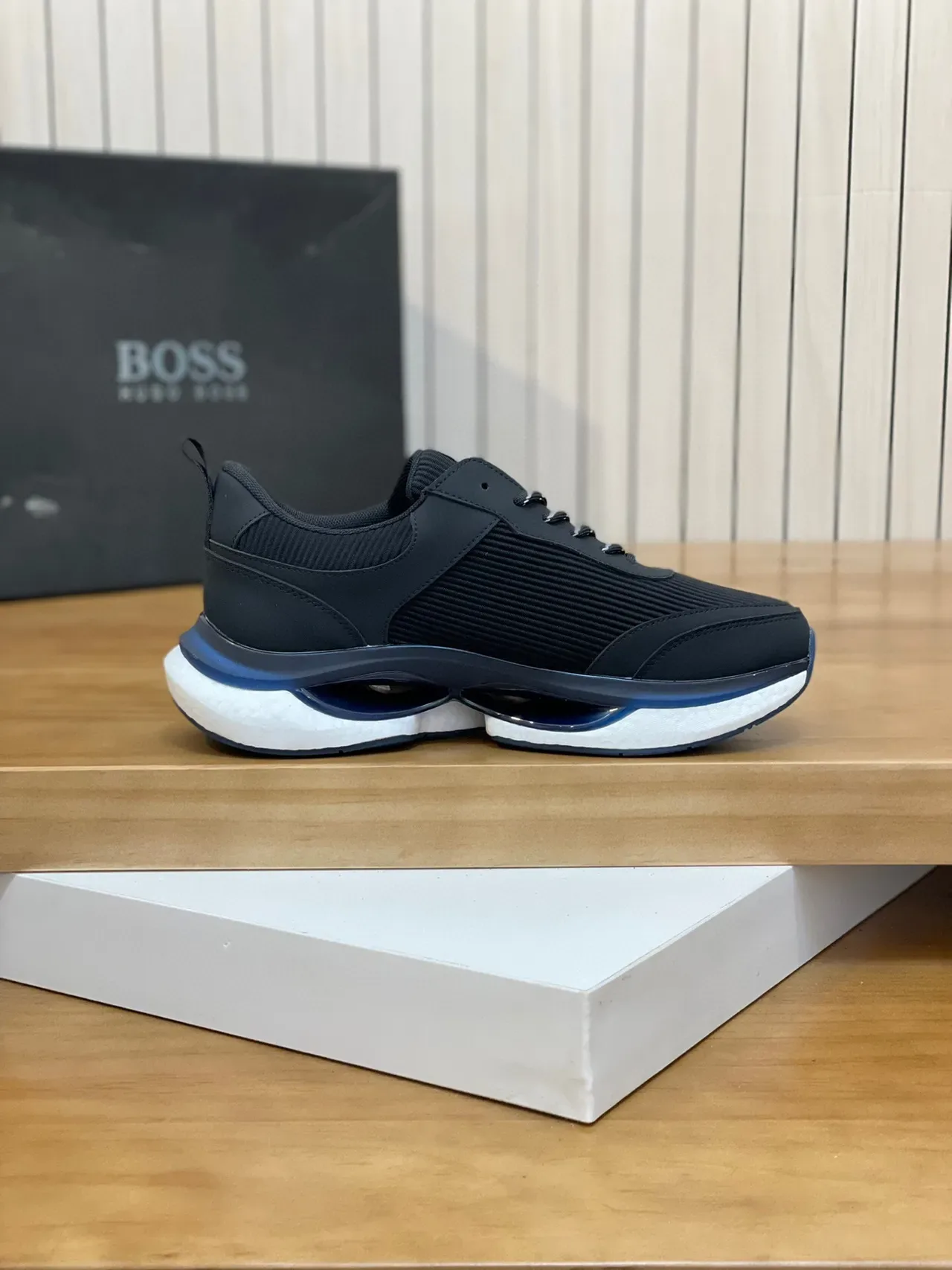 Hugo Boss 黑色罗纹针织生活方式运动鞋 5