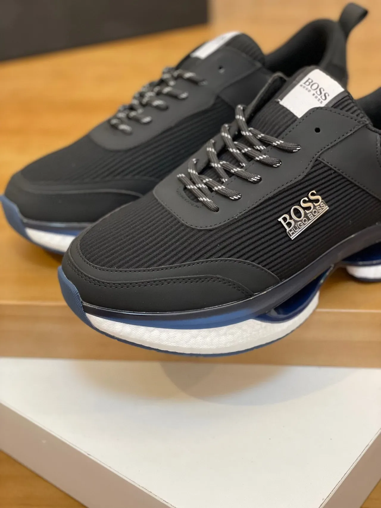 Hugo Boss 黑色罗纹针织生活方式运动鞋 6