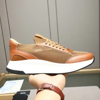 Hugo Boss Marrón Beige Material Mixto Superior Tejido Malla Cuerpo Lifestyle Sneakers
