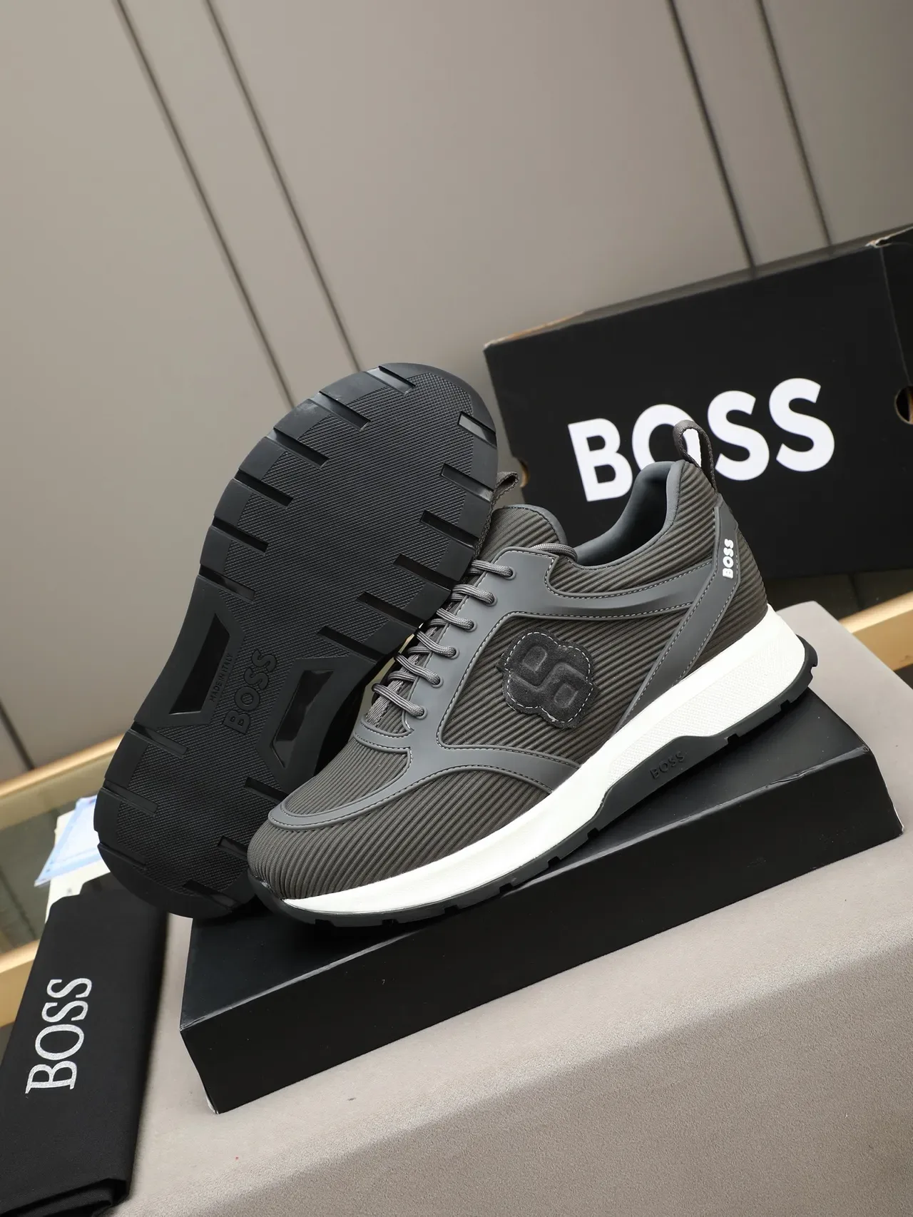 Hugo Boss Tênis Lifestyle Cinza Textil Aca nalado 5