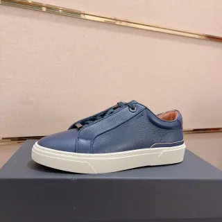 Hugo Boss Lifestyle Sneaker Azul Marino Blanco Cuero Pebbled Suela Plataforma Lifestyle Sneakers