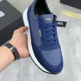 Hugo Boss Navy Blue Suede and Leather Lifestyle Sneakers