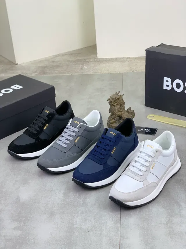 Hugo Boss Zapatillas Lifestyle de Ante y Cuero Azul Marino 2