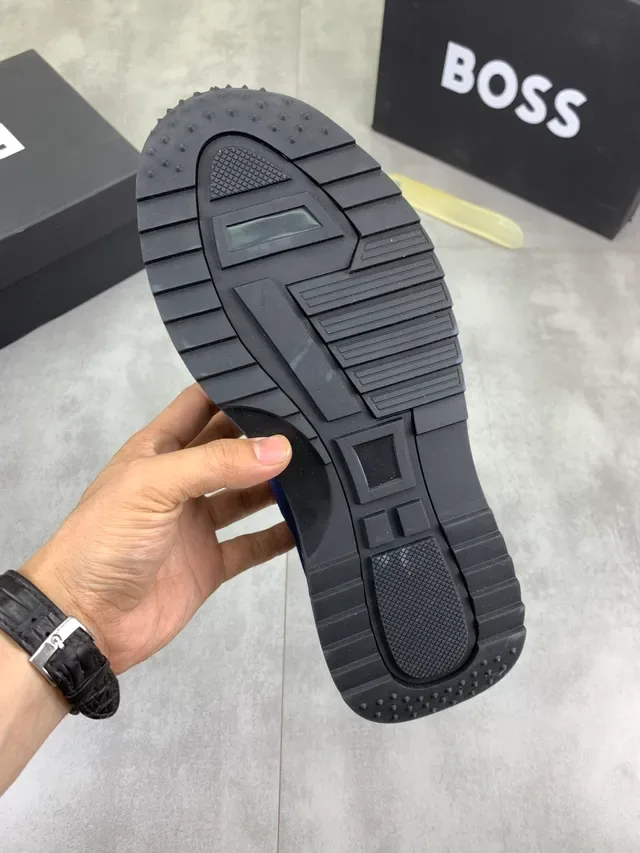 Hugo Boss Zapatillas Lifestyle de Ante y Cuero Azul Marino 3