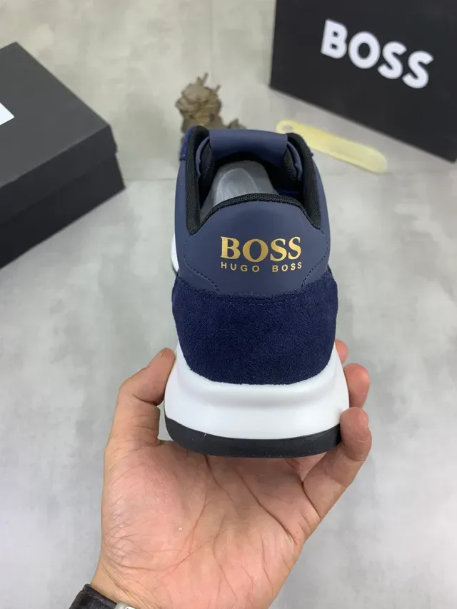 Hugo Boss Zapatillas Lifestyle de Ante y Cuero Azul Marino 4