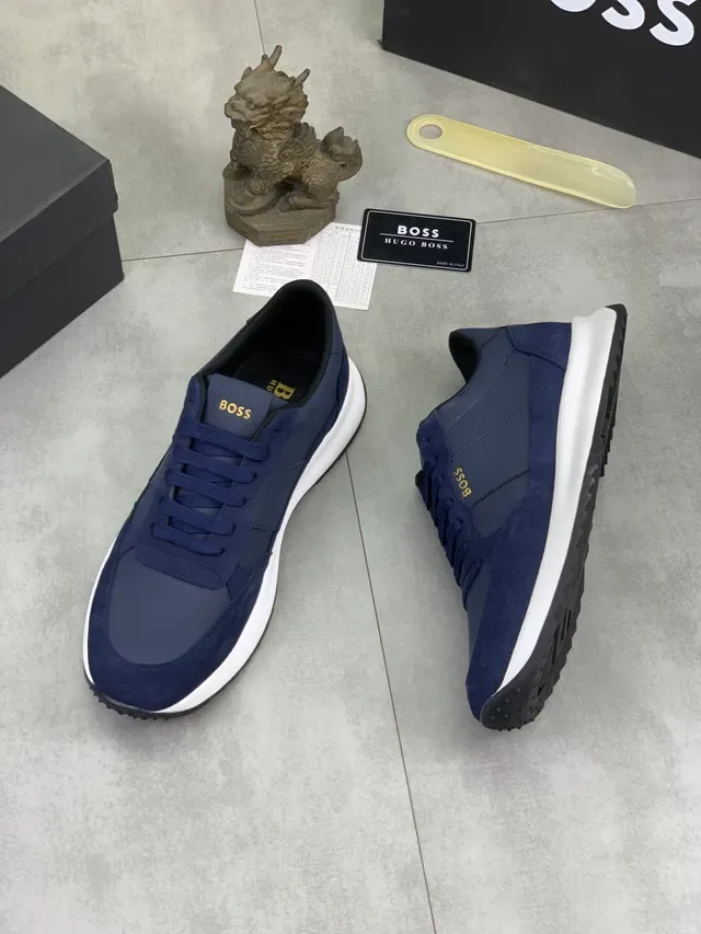 Hugo Boss Zapatillas Lifestyle de Ante y Cuero Azul Marino 6