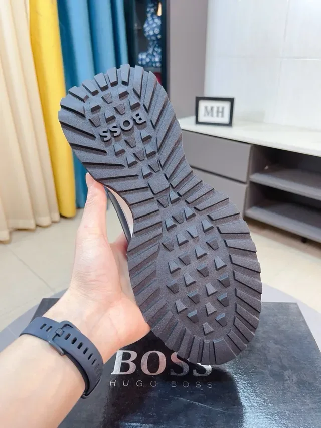 Hugo Boss নেভি হোয়াইট স্তরযুক্ত জাল এবং স্যুড উপর ওয়াইড প্ল্যাটফর্ম সোল লাইফস্টাইল স্নিকার 7
