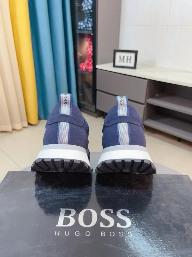 Hugo Boss নেভি হোয়াইট স্তরযুক্ত জাল এবং স্যুড উপর ওয়াইড প্ল্যাটফর্ম সোল লাইফস্টাইল স্নিকার 8