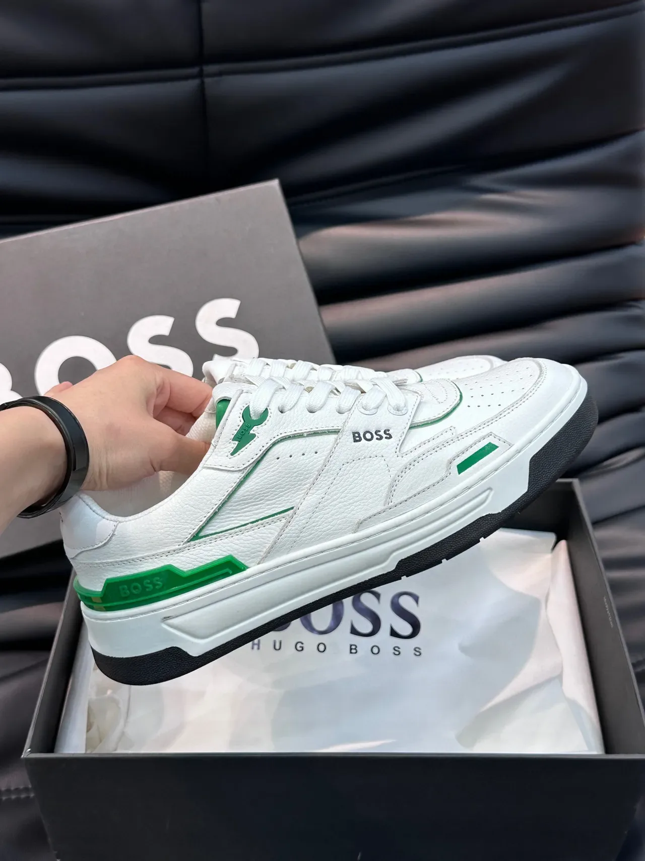 Hugo Boss 白绿配色生活方式运动鞋 5