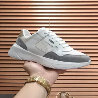 Hugo Boss 白灰混合材质 网面麂皮面板 生活方式运动鞋