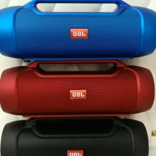 JBL Blue Red Cylindrical Body Integrated Top Handle Portable Speaker