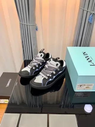 Lanvin Black White Layered Upper Light Blue Piping Accent Lifestyle Sneakers 2