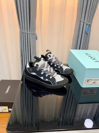Lanvin Black White Layered Upper Light Blue Piping Accent Lifestyle Sneakers 3