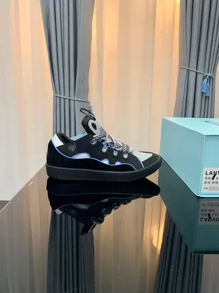 Lanvin Black White Layered Upper Light Blue Piping Accent Lifestyle Sneakers 4