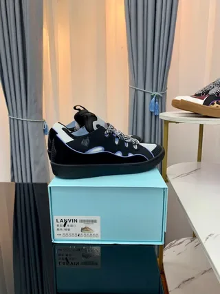 Lanvin Black White Layered Upper Light Blue Piping Accent Lifestyle Sneakers 5
