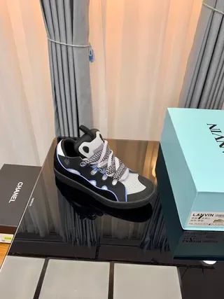 Lanvin Black White Layered Upper Light Blue Piping Accent Lifestyle Sneakers 6