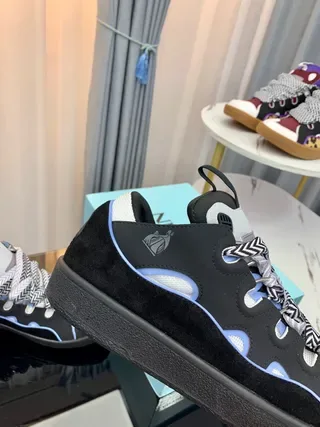 Lanvin Black White Layered Upper Light Blue Piping Accent Lifestyle Sneakers 8