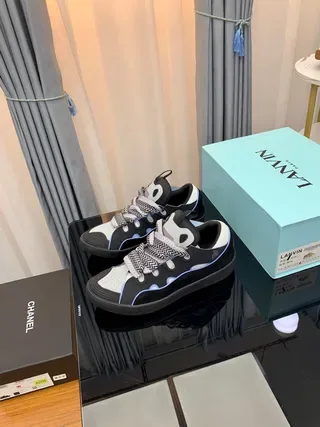 Lanvin Black White Layered Upper Light Blue Piping Accent Lifestyle Sneakers 9