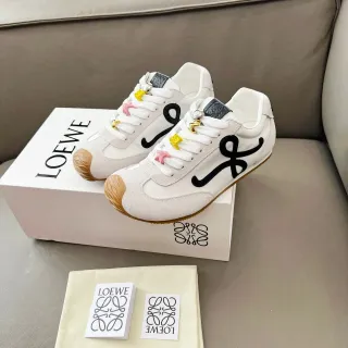 Loewe Flow Runner White Black Anagram Logo Side Stripe Gum Rubber Toe Cap Lifestyle Sneakers