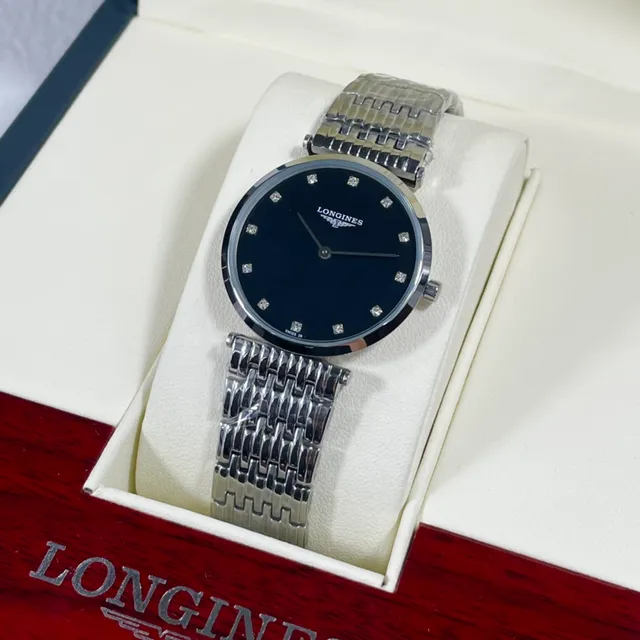 Longines La Grande Classique काली डायल हीरा मार्कर क्वार्ट्ज घड़ी 2
