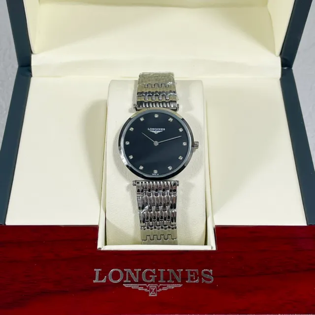 Longines La Grande Classique काली डायल हीरा मार्कर क्वार्ट्ज घड़ी 4