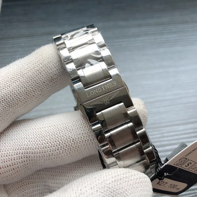 Longines Master Collection चांदी-टोन स्टेनलेस स्टील सफेद गिलोशे डायल चंद्रमा फेज यांत्रिक वॉच 5