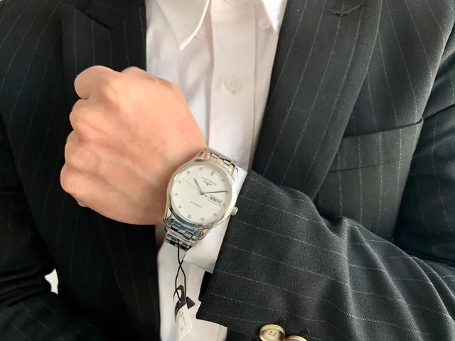 Longines चाँदी सफेद गोल केस डायल यांत्रिक घड़ी 5