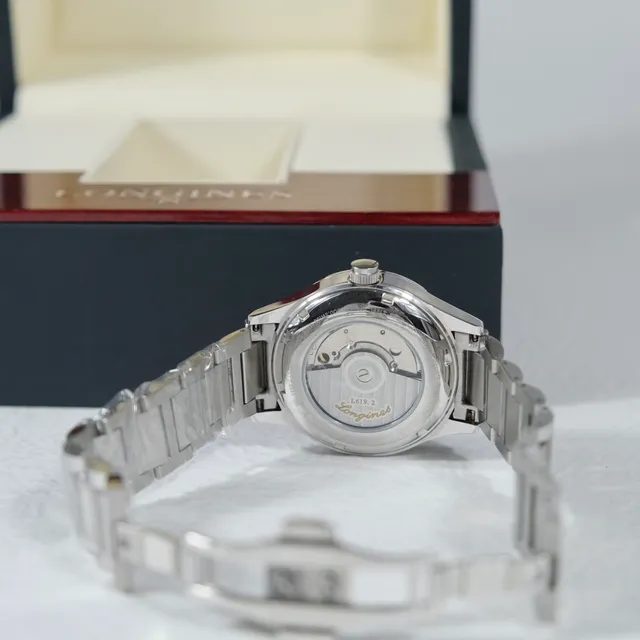 Longines রূপালি সাদা স্টেইনলেস স্টিল ব্রেসলেট গিলোচে ডায়াল যান্ত্রিক ঘড়ি 3