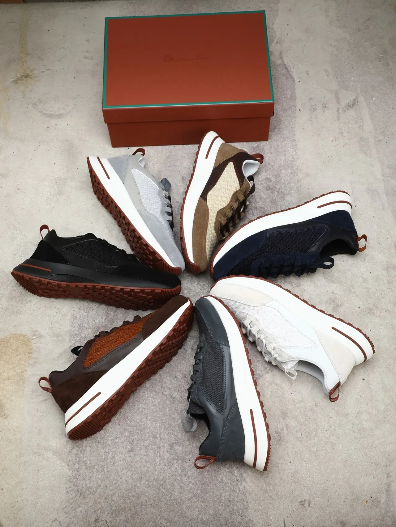 Loro Piana Beige et Marron Sneakers Lifestyle Matériau Mixte 2