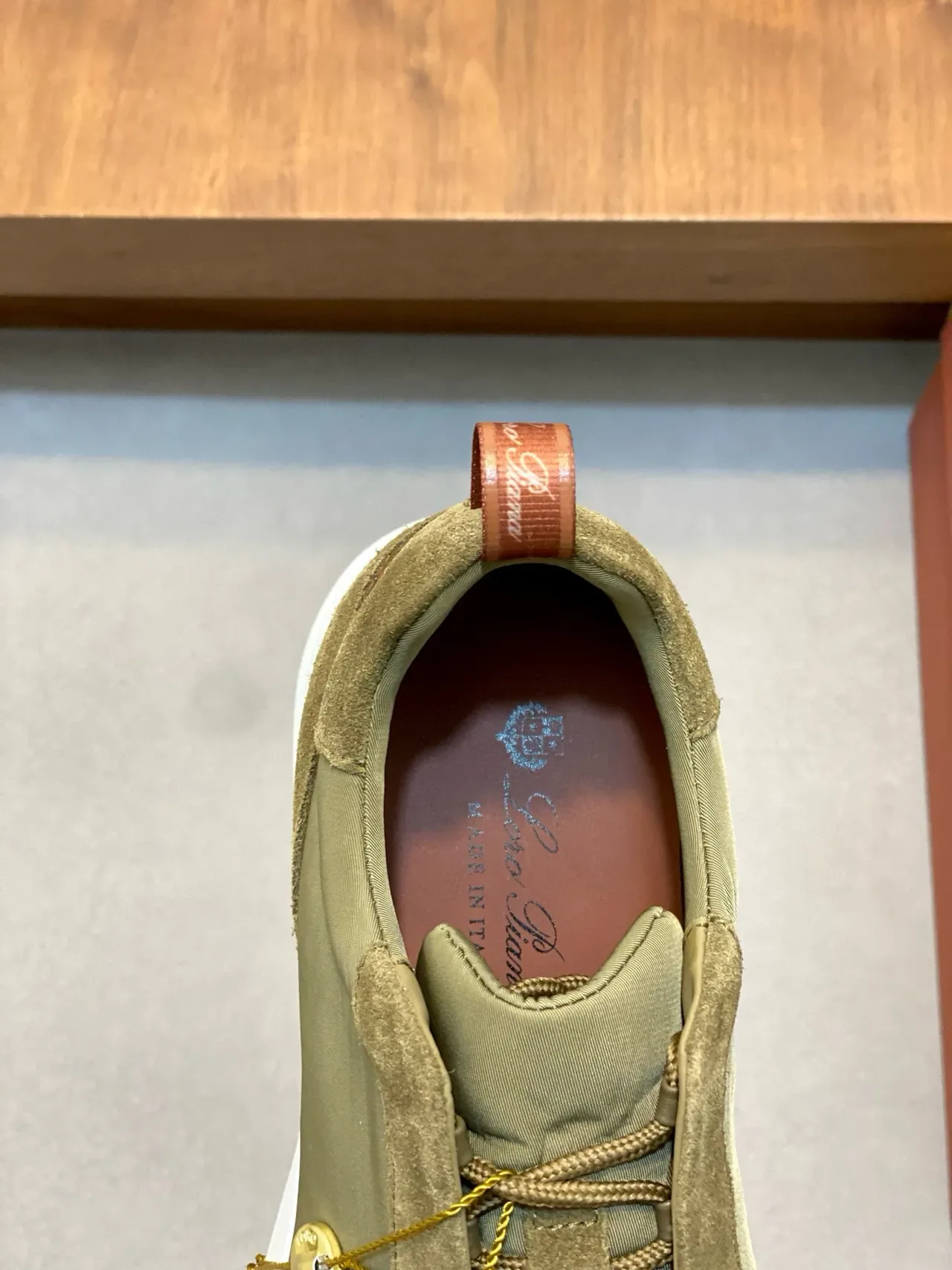 Loro Piana Olive Green Suede and Nylon Laceless Slip-On Sneakers 7