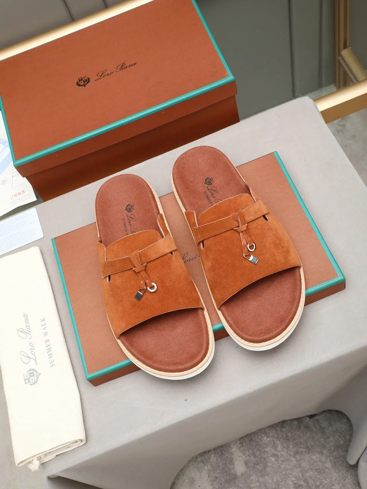 Loro Piana টাসেল স্ট্র্যাপ স্লাইড স্লিপার্স 3