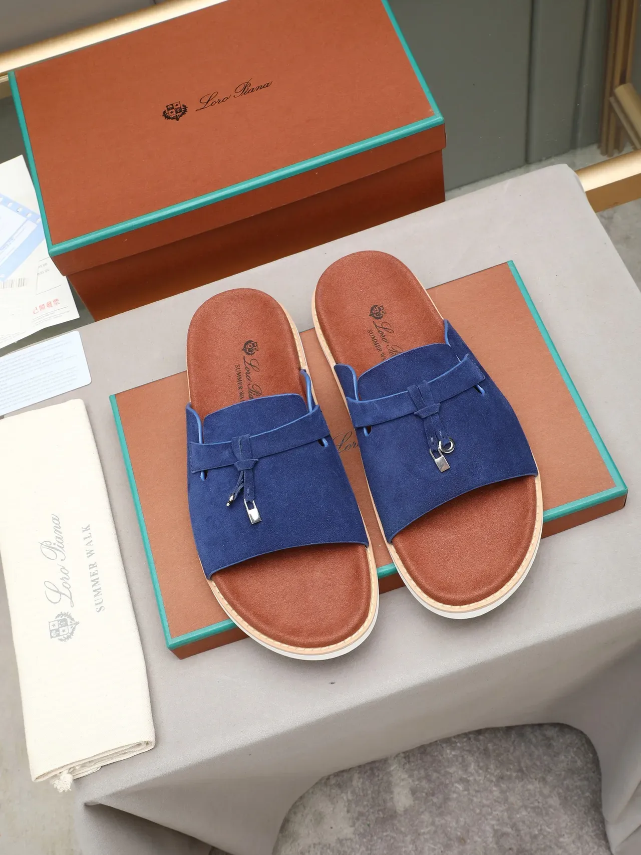 Loro Piana টাসেল স্ট্র্যাপ স্লাইড স্লিপার্স 8