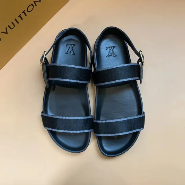 Louis Vuitton Sandales décontractées noires et grises avec garniture 2