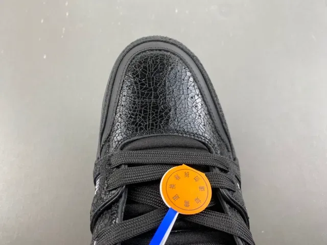 Louis Vuitton Black Beige Cracked Leather Upper Gold Script Logo Lifestyle Sneakers 6