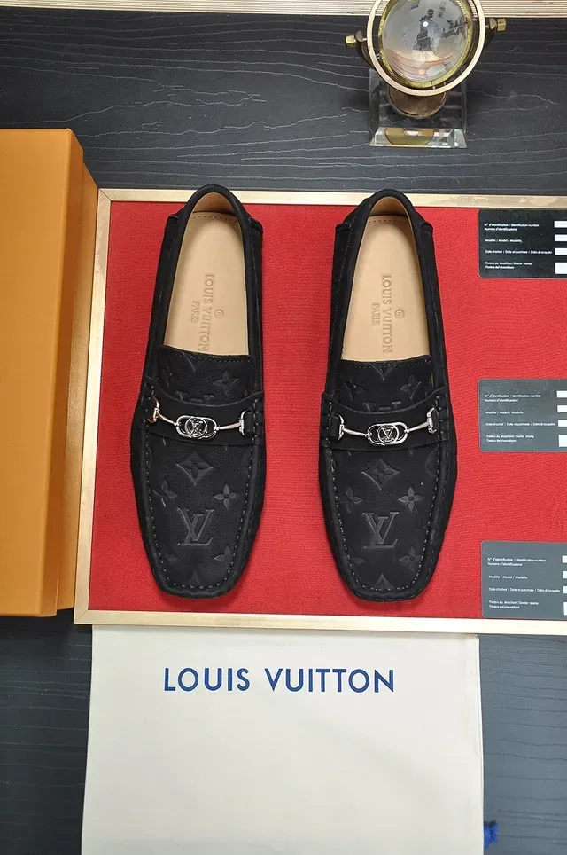 Louis Vuitton Black Beige Monogram Leather Horsebit Buckle Loafer 2