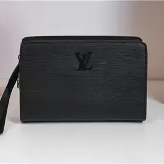 Louis Vuitton Black Epi Leather Embossed Monogram Wristlet