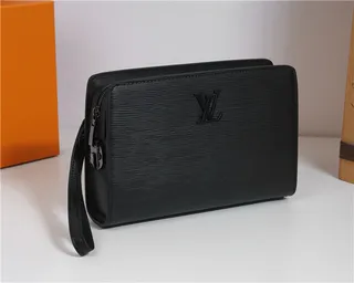 Louis Vuitton أسود Epi جلد منقوش Monogram سوارة 9