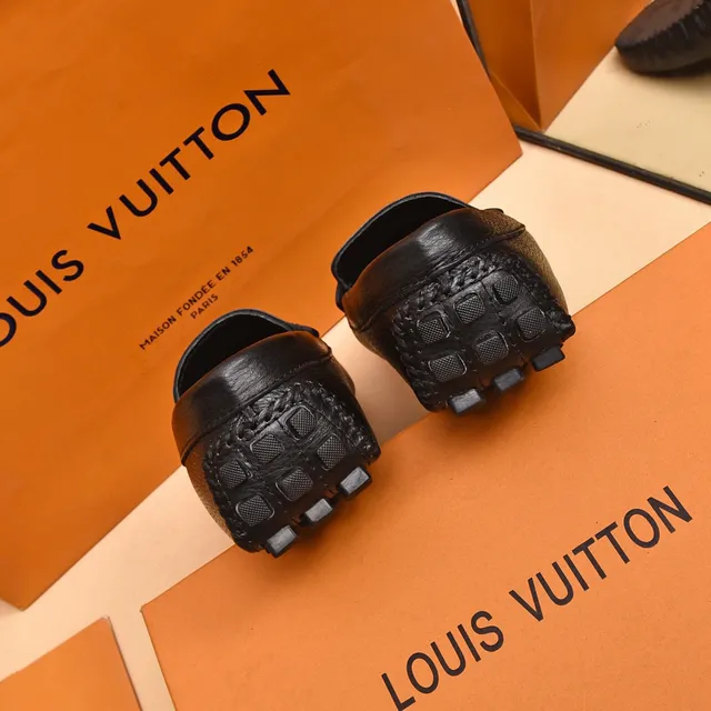 Louis Vuitton Black Gold Damier Check Canvas LV Logo Loafer 3