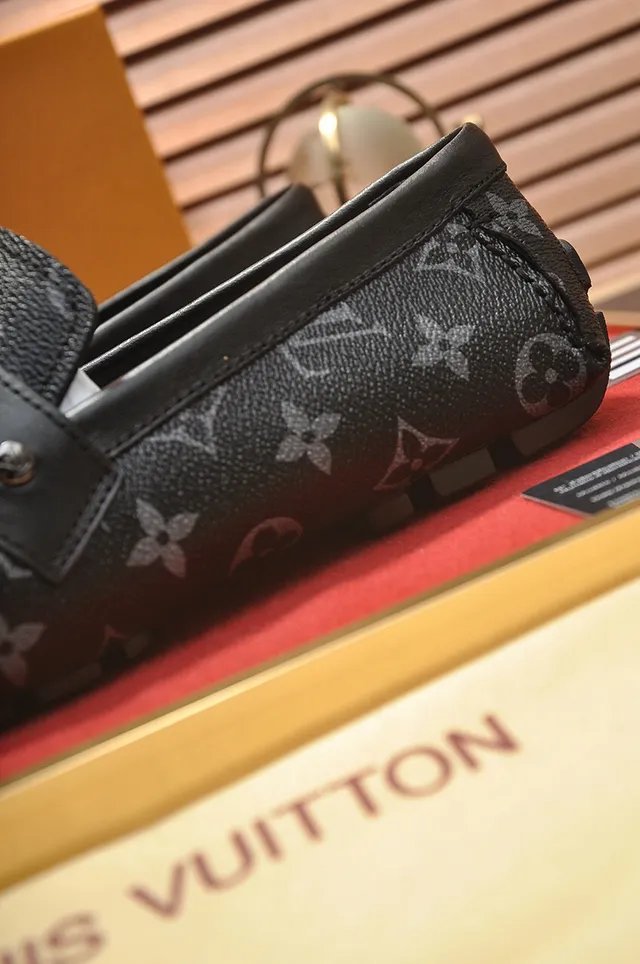 Louis Vuitton Black Gray Monogram-Coated Canvas Leather Trim Loafer 2