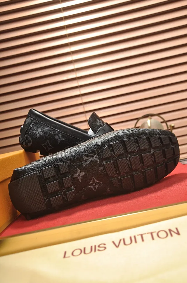 Louis Vuitton Black Gray Monogram-Coated Canvas Leather Trim Loafer 4
