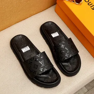 Louis Vuitton 黑色印花模制橡胶鞋底拖鞋