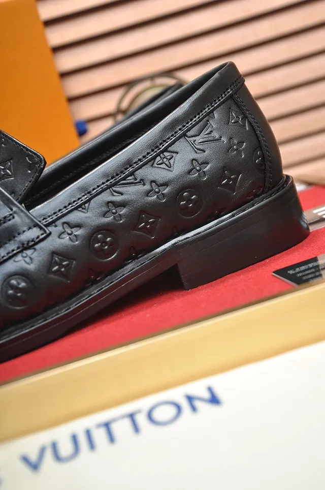 Louis Vuitton Black Silver Monogram-Embossed Leather Classic Slip-On Loafer 2