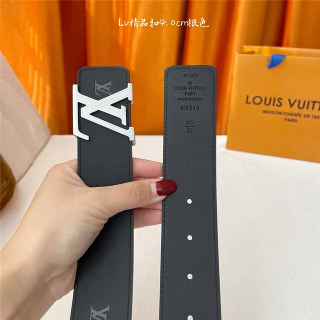 Louis Vuitton Black Silver Monogrammed Strap Leather Belt 3
