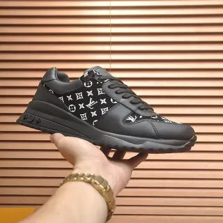 Louis Vuitton Negro Blanco Monogram-Print Upper Esculpida Suela Chunky Lifestyle Sneakers