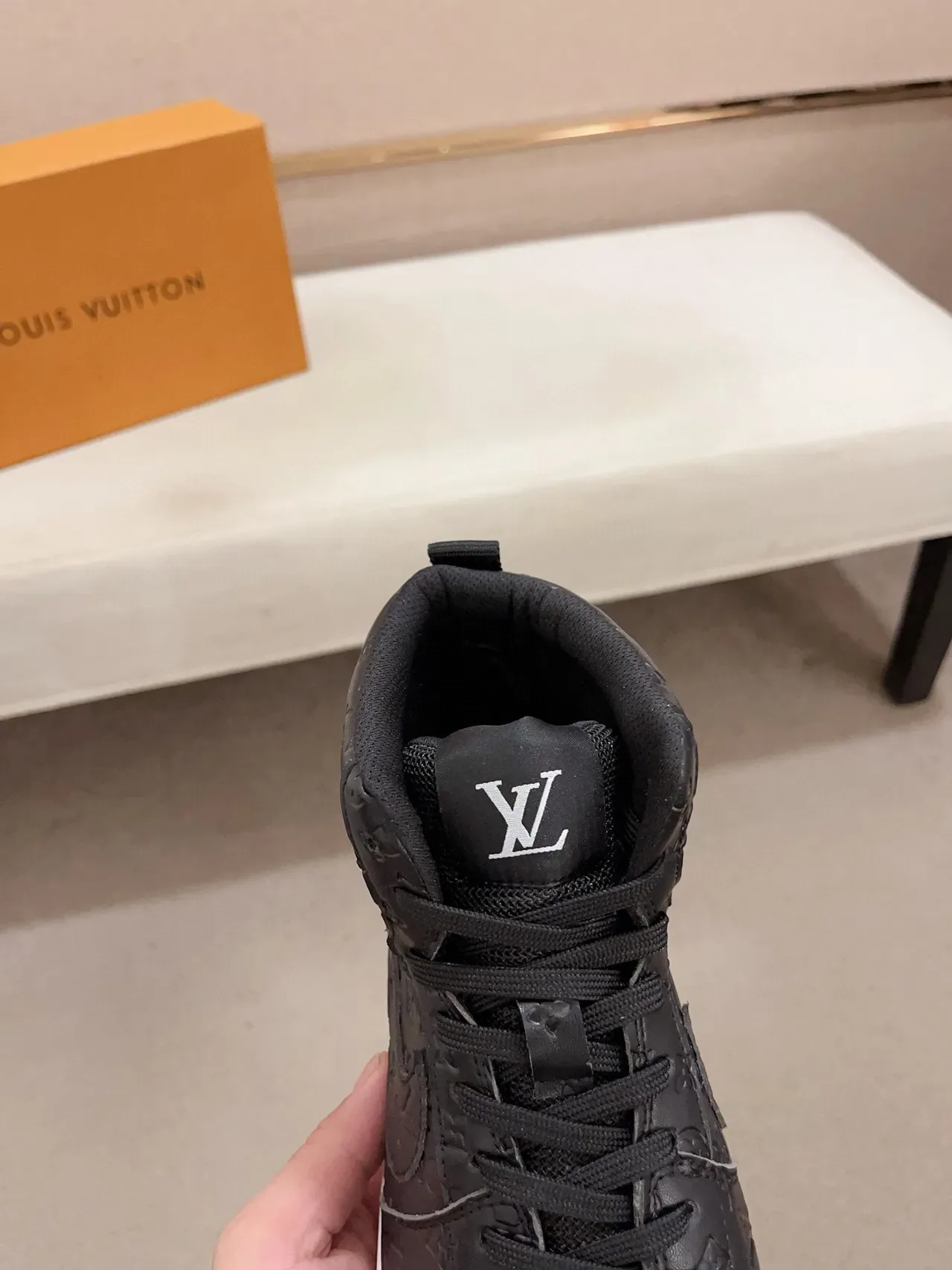 Louis Vuitton Black White Monogrammed Leather High-Top Lifestyle Sneakers 6