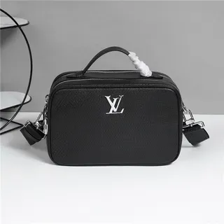 Louis Vuitton কালো সাদা স্ট্রাকচার্ড আয়তাকার টেক্সচার্ড লেদার হ্যান্ডব্যাগ