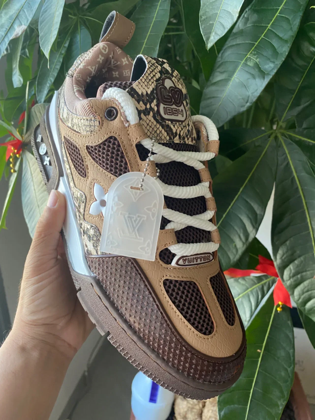 Louis Vuitton Blue Brown Cage-Overlay Construction Perforated Mesh Inserts Lifestyle Sneakers 2